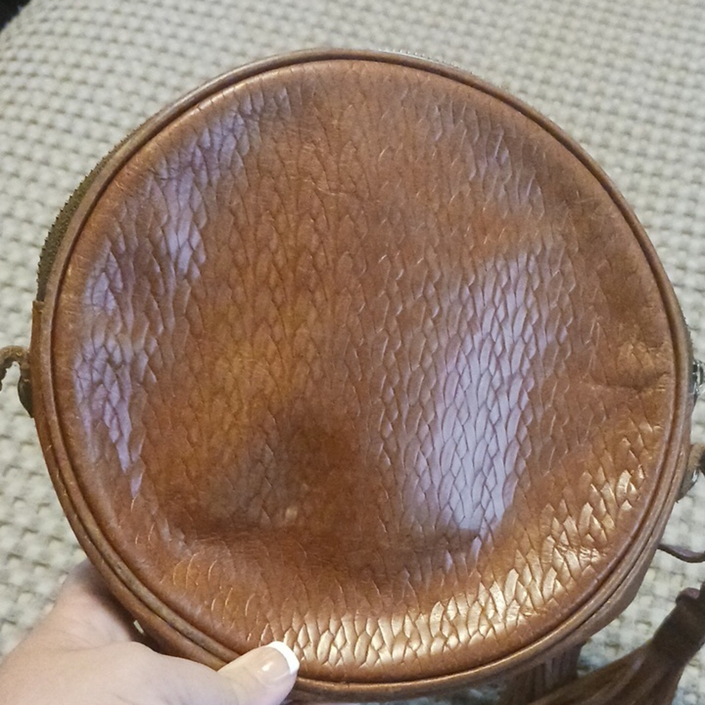 Brown Leather Round Bag